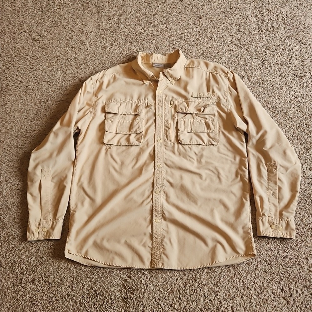 Fishing Shirt Mens Large Islamorada Flats by Quest‎ Outdoor Vented Button Up